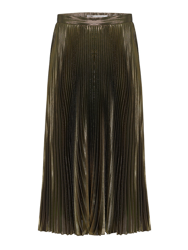 Blair Silk Lame Pleated Skirt