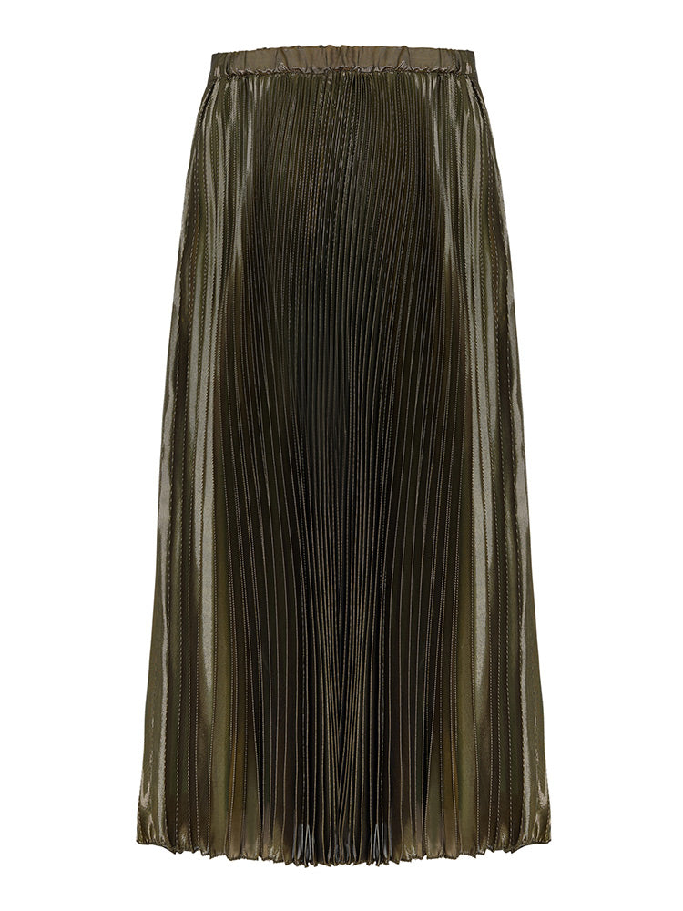 Blair Silk Lame Pleated Skirt