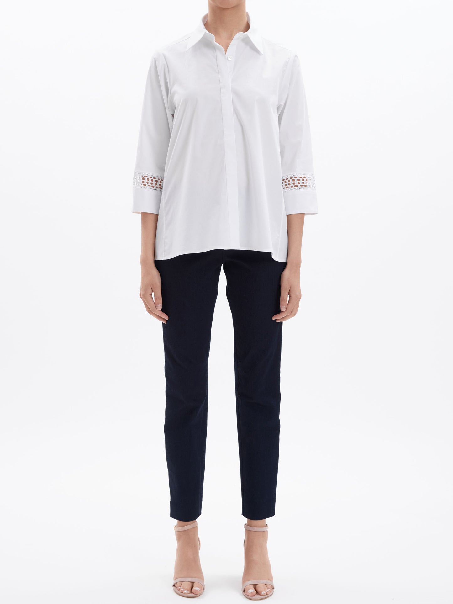 Laura Cotton Blouse with Lace Insert